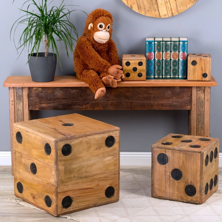 CREEDWOOD Hocker HOLZ WÜRFEL "GAME 35", Massivholz, 35cm, Blumenhocker Würfel Optik – Bild 3