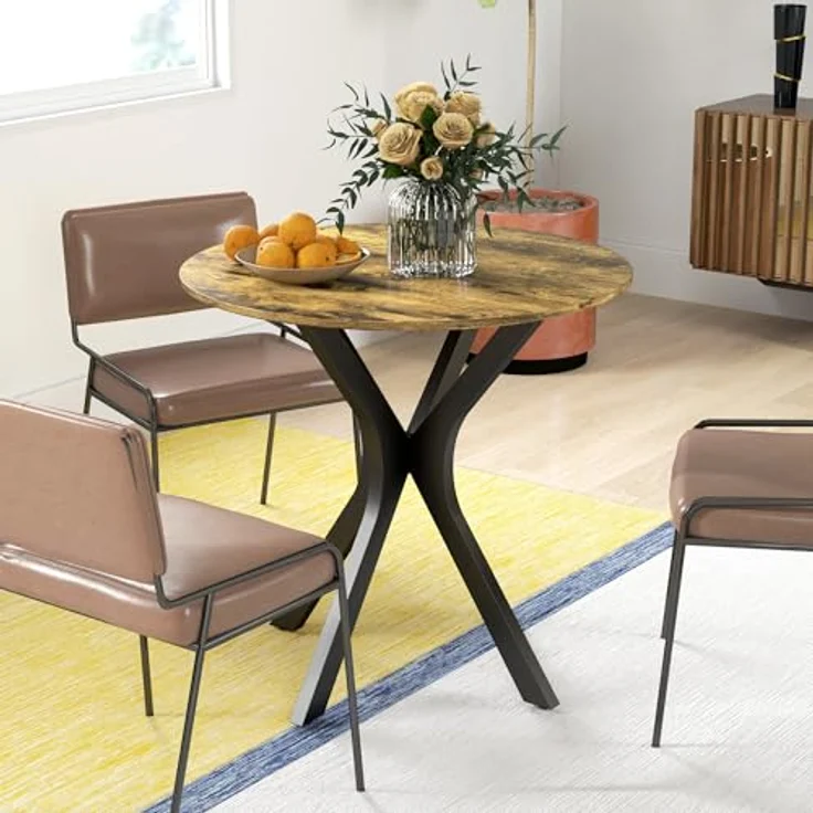 HOMCOM Esstisch mit Spider-Stahlgestell (Esszimmertisch, 1-St, Runder Küchentisch), für 2 Personen, Ø78 x 75 cm, Rustikales Braun – Bild 9