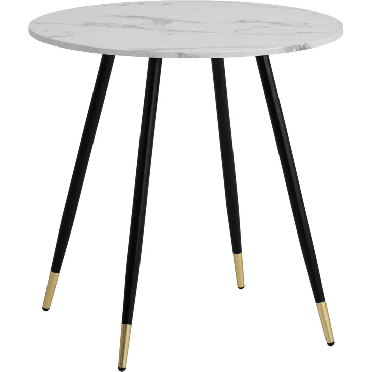 Esstisch Marmor-Optik Weiß 75x75x76cm Metallbeine Modern Rund