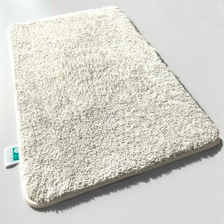 casa pura Badematte Shaggy Optik, rutschfester, waschbarer Badezimmerteppich 70x120 cm, Creme Ivory Sky Soft – Bild 1