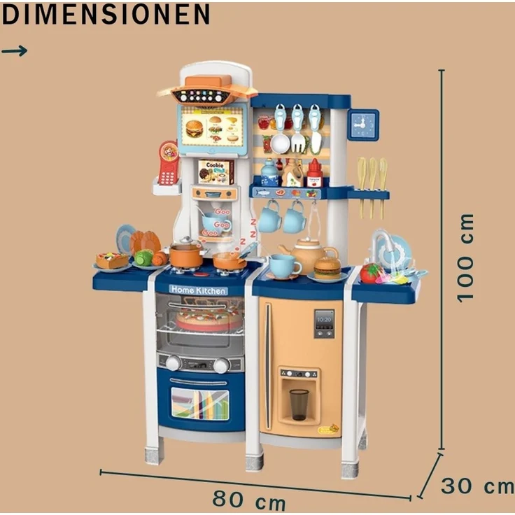 Coemo Kinderküche Susi Spielküche mit 38 tlg. Zubehör Farbe Blau – Bild 6