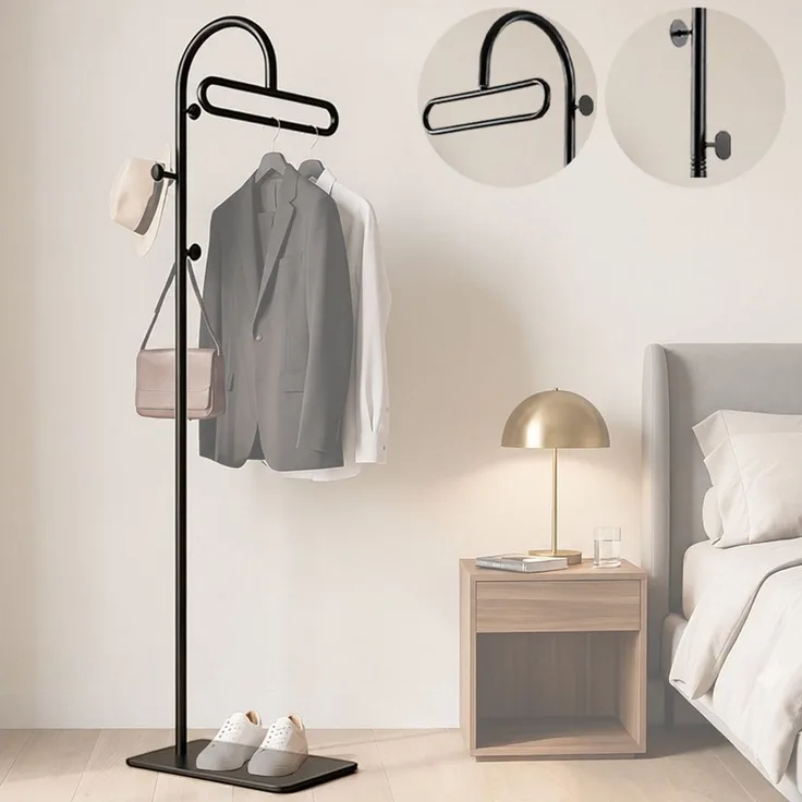 PRIISF Garderobenständer Kleiderständer 175cm Garderobenständer Standgarderobe Garderobe Metall, (freistehend Flurgarderobe Jackenständer mit Sinterstein Ablagen Haken, Garderobenstange Kleiderstange Metallgarderobe Schuhregal), für Kleidung Hüte Tasch...