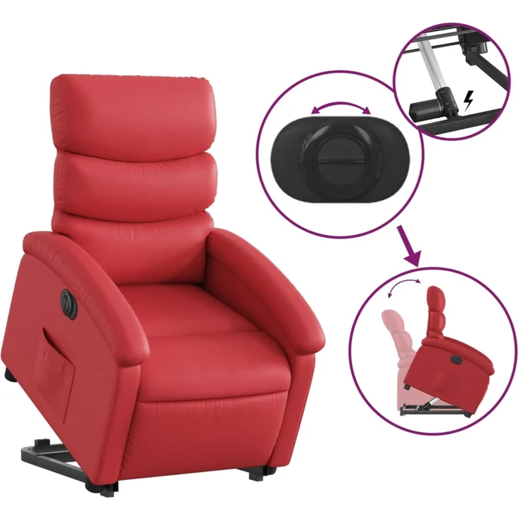 vidaXL Relaxsessel mit Aufstehhilfe Elektrisch Rot Kunstleder 3204059 – Bild 9