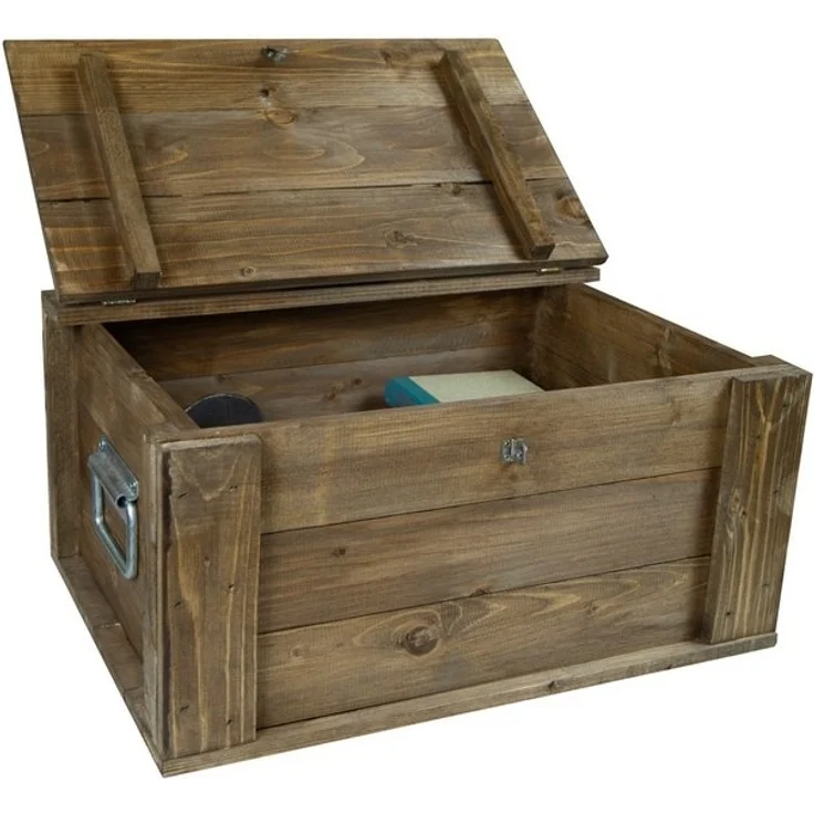 Kistenkolli Altes Land Allzweckkiste Holztruhe Hugo braun mit Deckel Holzkiste Schatzkiste Hochzeitskiste (Spar-Set) – Bild 4