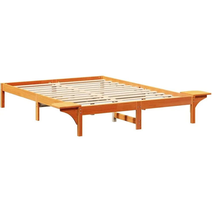 vidaXL Bettrahmen Wachsbraun 160 x 200 cm Massives Kiefernholz 873183 – Bild 7