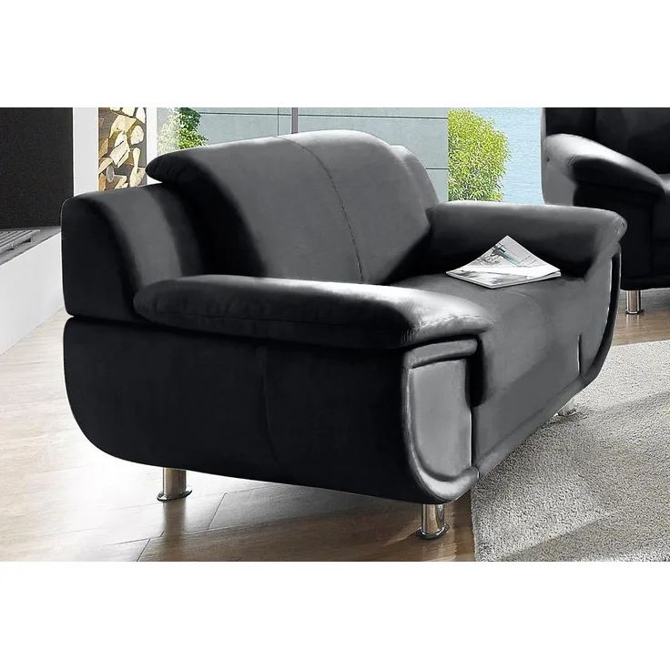 TRENDMANUFAKTUR Sessel Rondo, Breite 121 cm, breite Armlehnen, Füße chromfarben, Big-Sessel wahlweise mit Federkern, bequem
