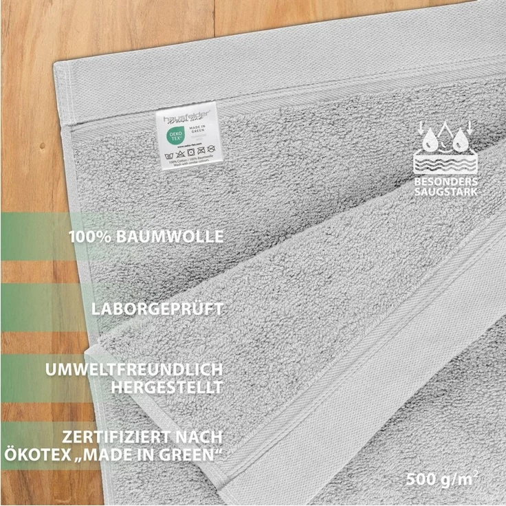 Hausfelder Saunatuch Saunahandtuch XXL groß 100x200cm, Frottier (1-St), Mit Aufhängeschlaufen, hautfreundlich, saugstark, 100 % Baumwolle – Bild 2