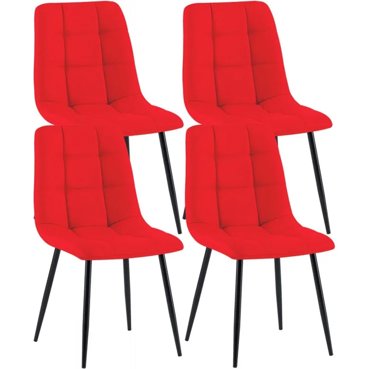 4er Set Esszimmerstühle Antibes Stoff rot