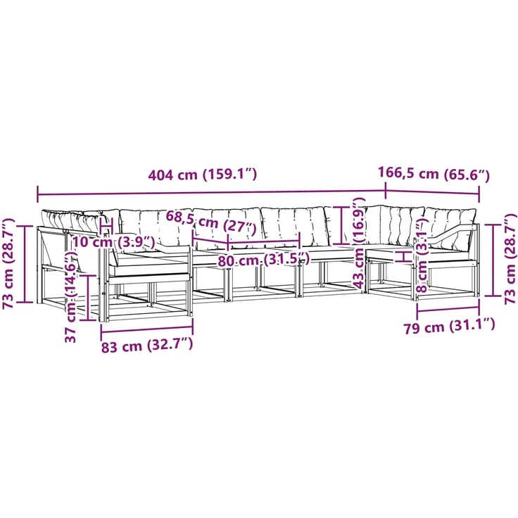 vidaXL Outdoor-Sofagarnitur 7 stk. 7-Sitzer Weiß und Hellgrau 3389053 – Bild 11