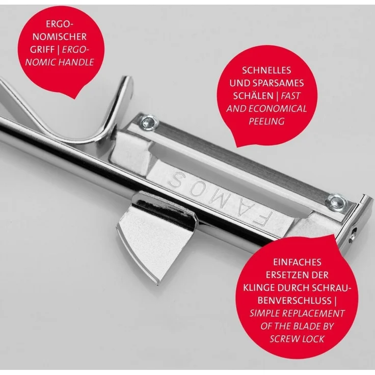 Westmark 2 Universal-Sparschäler/Pendelschäler mit geschärftem Ausstecher, Edelstahlklinge, Famos, Metall/Verchromt, 106122E4 – Bild 3