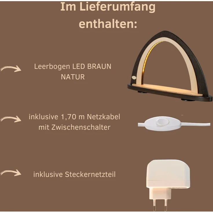 Weigla LED Schwibbogen Weihnachtsdeko, Made in Germany (1-tlg), Leerbogen zum Selbstbestücken – Bild 2