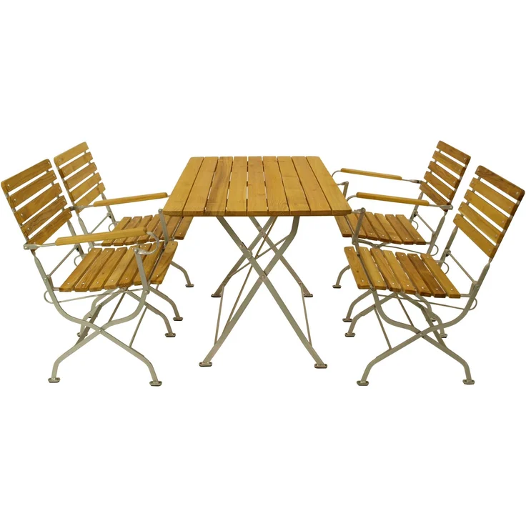 DEGAMO PASSAU Garnitur 5-teilig, Metall + Robinie, verzinkt/natur, Tisch 70x110cm – Bild 1