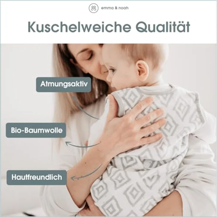 Emma & Noah Schlafsack mit Füßen 1.0 TOG, Punkte Mint 100cm (Emma & Noah GmbH) – Bild 3