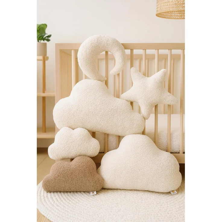 BABEES Dekokissen DEKOKISSEN Boucle Kuschelkissen Herz Wolke GROß 40x25, XXL 60x35 cm, Deko Kissen Geschenk Baby Kinderzimmer Weihnachten Babyshower – Bild 5