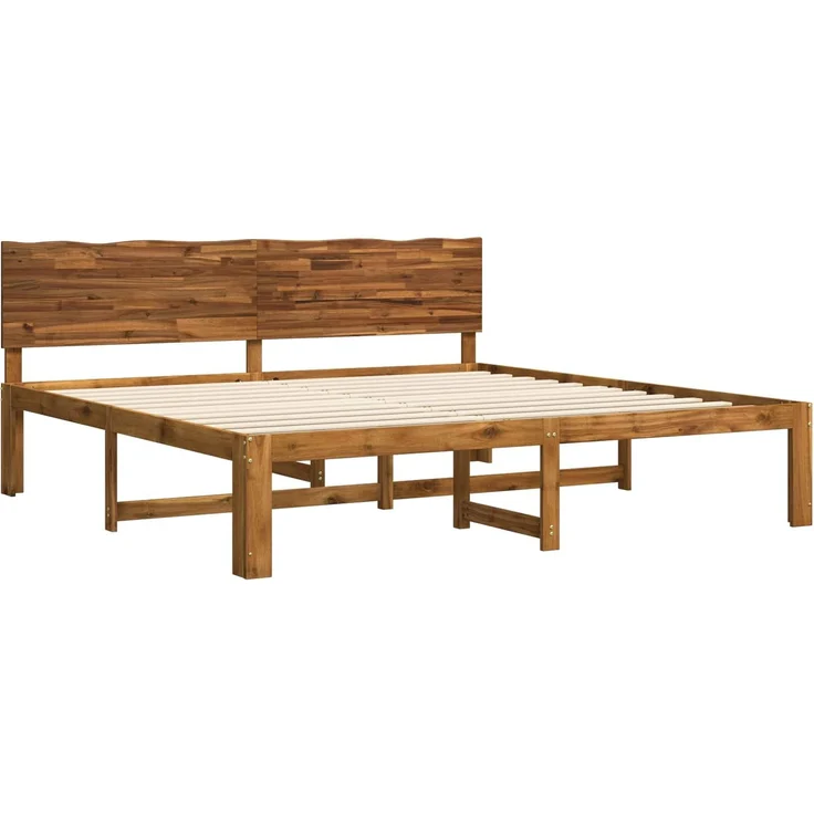 vidaXL Doppelbettgestell mit Kopfteil ROSTOCK Natur 200 x 200 cm 3405459 – Bild 3