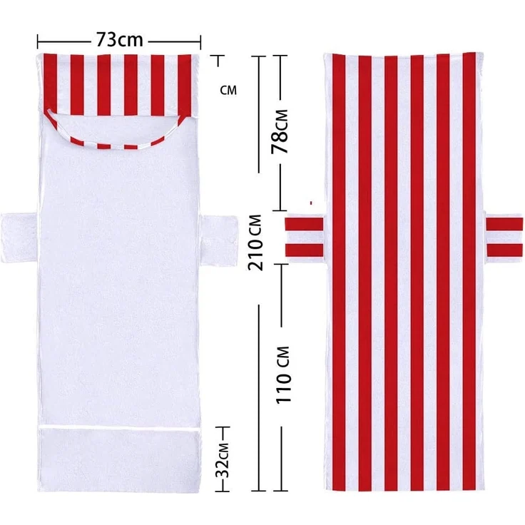 FANSU Schonbezug für Gartenliege, Frottee Handtuch für Sonnenliege Mikrofaser Schnelltrocknend Strandhandtuch mit 2 Taschen, Strandtuchfür Schwimmbäder, Strände, Gartenhotels(75x210 cm) – Bild 2