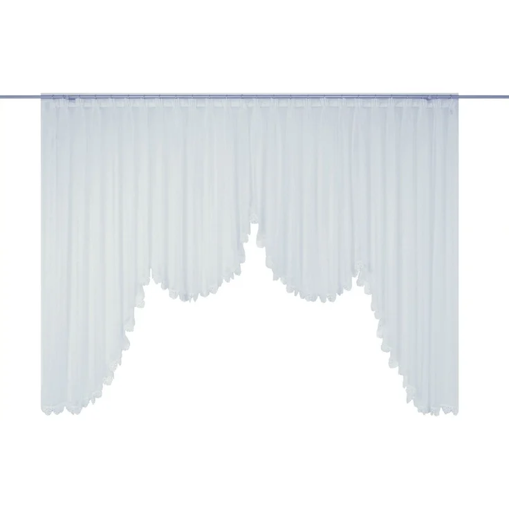 Wirth Gardine Elena, 1 Stück, Faltenband, halbtransparent, Spitze Stickerei (1 St), Faltenband, halbtransparent, Sablé, veredelt mit echter Plauener Spitze Stickerei, geschwungen – Bild 1