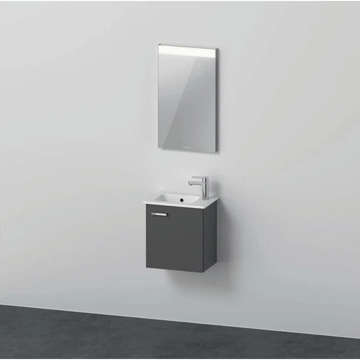Duravit Badmöbelset XBASE 430, Wandhängendes Badmöbel-Set mit Spiegel und LED Licht, graphit matt