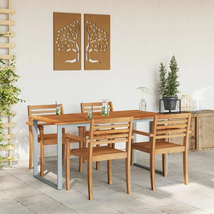 vidaXL Gartentisch Grau 160 x 80 x 75 cm Massivholz Akazie 4010595 – Bild 4