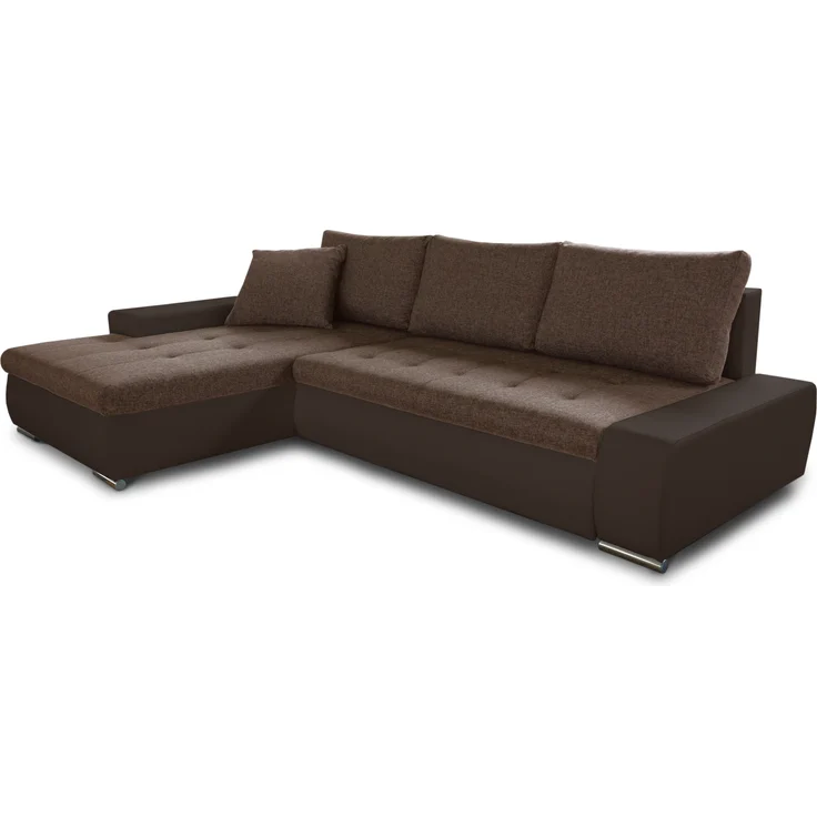 Ecksofa mit Schlaffunktion Faris - Couch mit Bettkasten, Big Sofa, Sofagarnitur, Couchgarniitur, Polsterecke (Braun + Braun (Madryt 128 + Inari 24), Ecksofa Links) – Bild 2