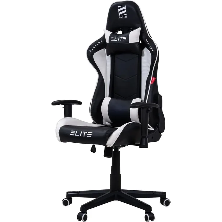 ELITE Gaming Stuhl MG200 Destiny - Ergonomischer Bürostuhl - Schreibtischstuhl - Chefsessel - Sessel - Racing Gaming-Stuhl - Gamingstuhl - Drehstuhl - Chair - Kunstleder Sportsitz (Schwarz/Weiß)