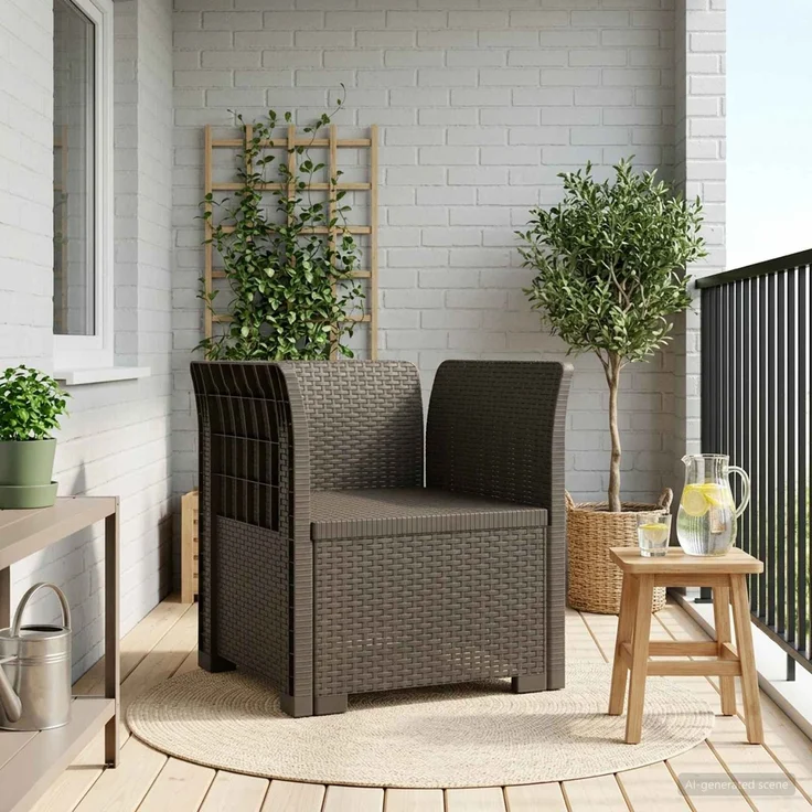 vidaXL 1-Sitzer Sessel Rattan-Look PP Hellgrau 68 x 62 x 70,5 cm 8011851 – Bild 1