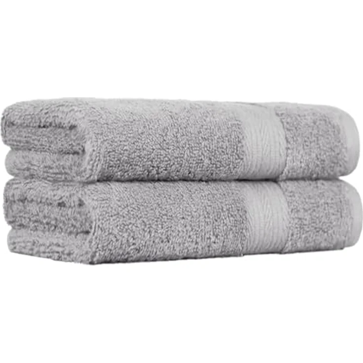 Amazon Basics Handtuch-Set, 100% Baumwolle, Farbecht und Saugfähig, 50cm x 100cm, 2er-Pack, Grau – Bild 1