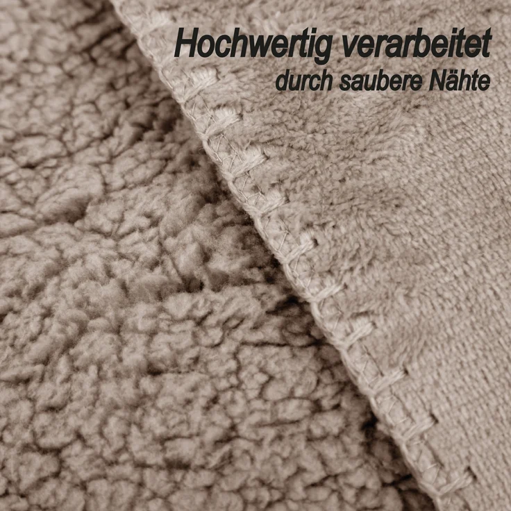 Kuscheldecke "Teddy Fleece" Sherpa/Flanell, 150x200cm Beige – Bild 4
