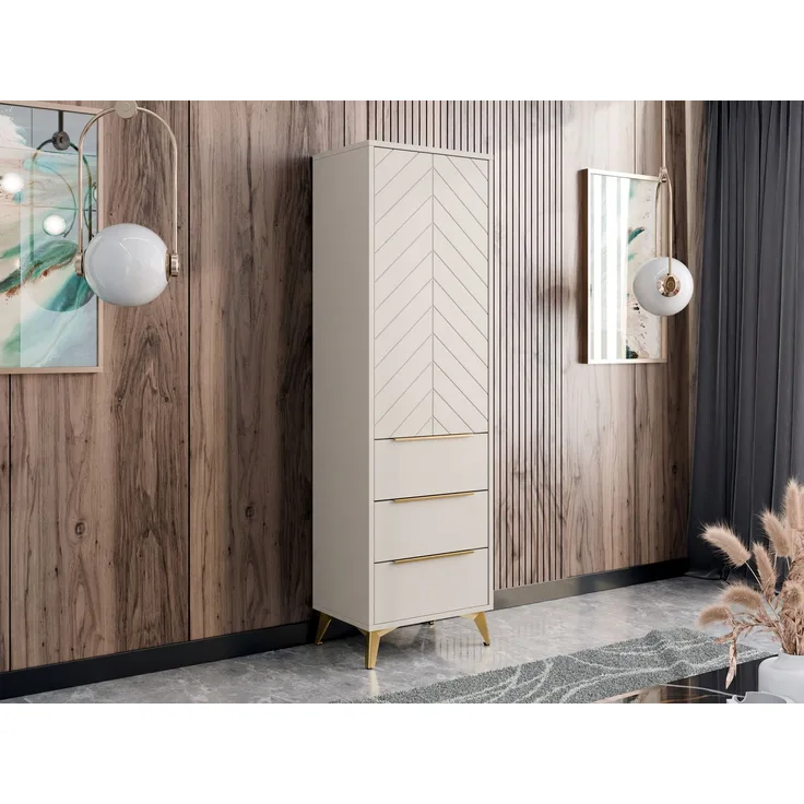 Mirjan24 'Xylix' Kleiderschrank mit 3 Schubladen, Laminatplatte sandbeige, 180 x 40 x 54 cm