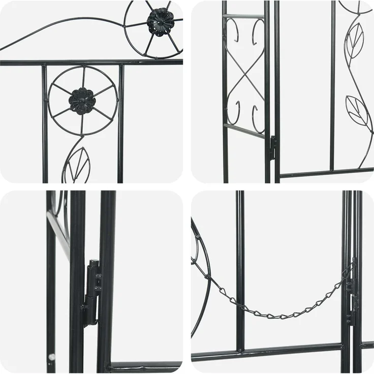 vidaXL Gartenbogen Uni Schwarz 115 x 37 x 226 cm 42021348 – Bild 9