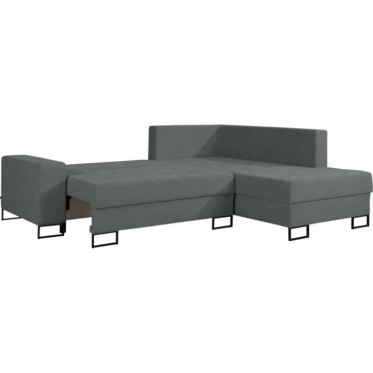 Selsey 'Larelle' Ecksofa mit Schlaffunktion & Bettkasten, Chenille, Ottomane rechts, Aschgrau – Bild 3