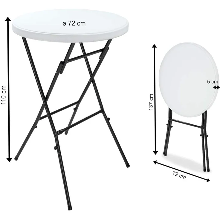 Casaria Stehtisch (1-St), Ø72x110cm klappbar rund Garten Metall Klapptisch Partytisch Weiß – Bild 2
