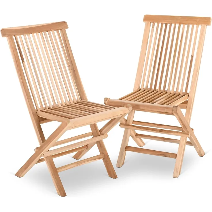 Raburg Gartenstuhl klappbar, Teakholz-Klappstuhl massiv in Natur, Anja (2er-Set), exklusiver Klappmechanismus