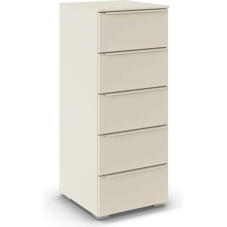 Rauch Möbel MYLORA, Kommode, Farbe Beige, Maße 40x100x42 cm | Highboard, 5 Schubladen, Soft-Close-Funktion, passend für Modellserie MYLORA, für Schlafzimmer, Wohnzimmer, Flur
