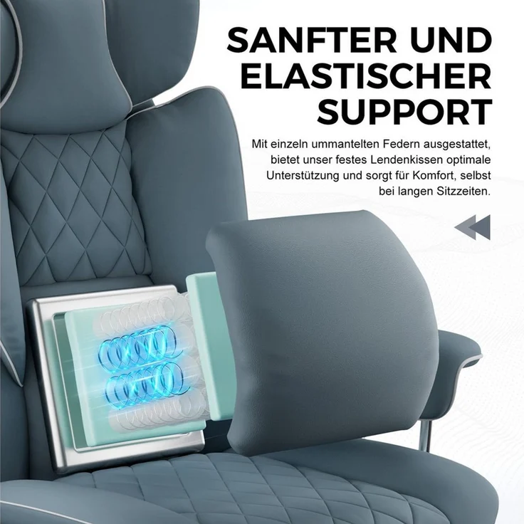 GTPLAYER Gaming-Stuhl Bürostuhl Gamer Stuhl gaming stuhl Schreibtischstuhl Chefsessel, mit Taschenfeder-Lendenwirbelstütze, breiter Büro-Computersessel – Bild 3