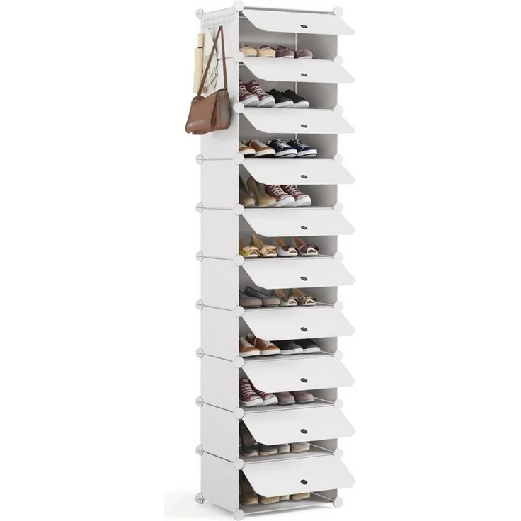 Mondeer Schuhregal Schuhschrank, Kunststoff-Schuhschrank mit Tür, Platzsparend, für 10-20 Paar Schuhe – Bild 2