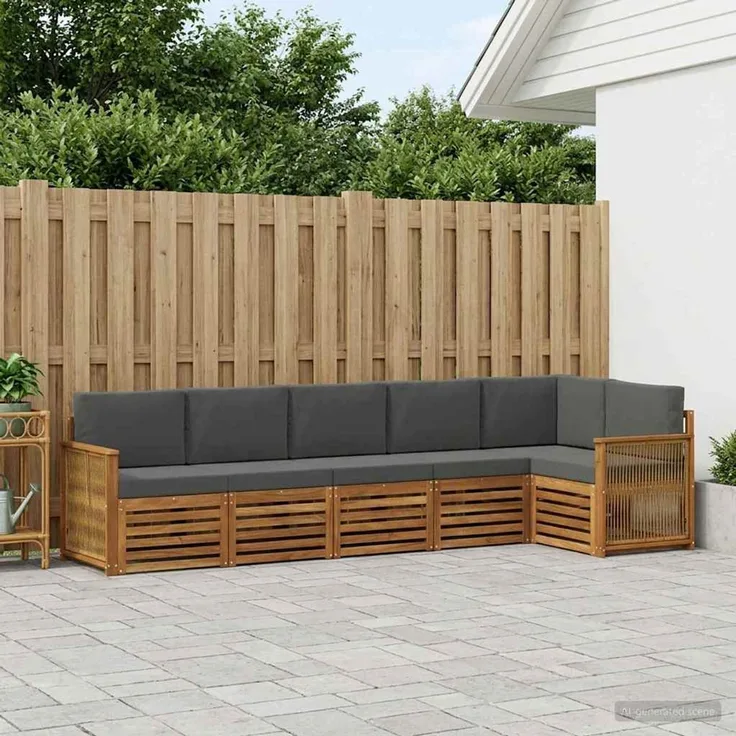 vidaXL Outdoor-Sofagarnitur 6 stk. 6-Sitzer Natur und Anthrazit 3384418