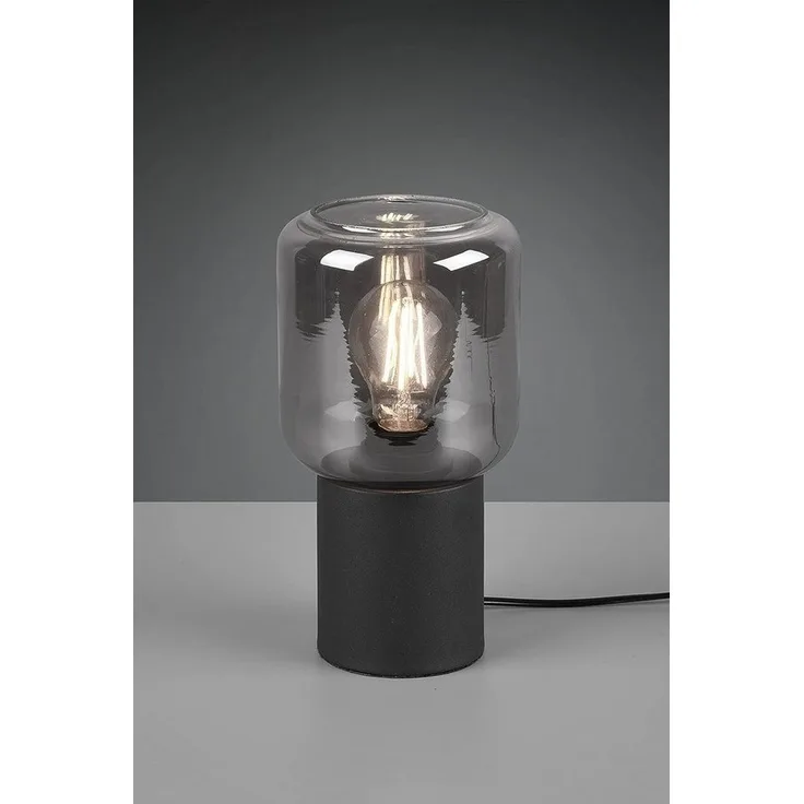 lightling Tischleuchte Niklas, ohne Leuchtmittel, Tischlampe mit Schirm aus Rauchglas