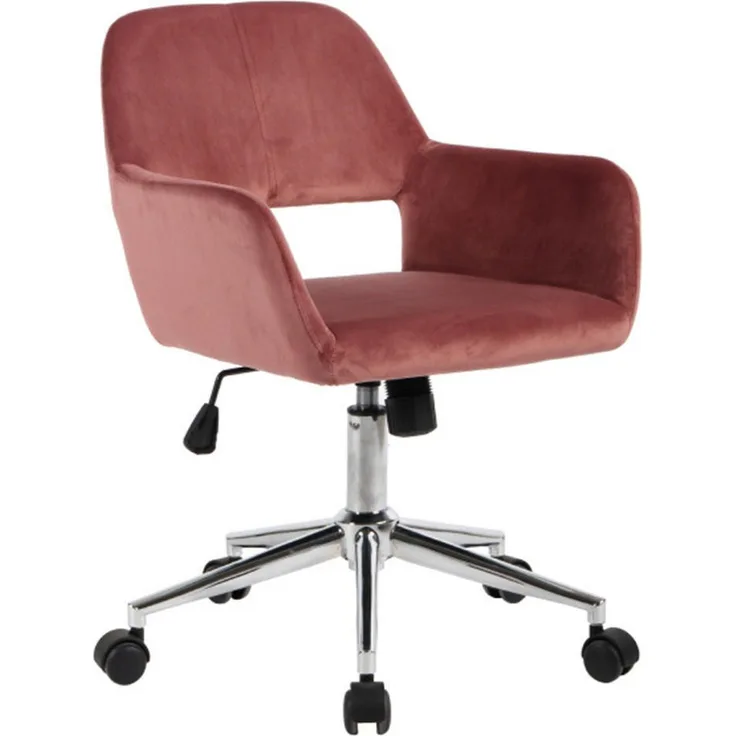 Calicosy Verstellbarer Drehstuhl, Pink mit Velourbezug, 55x56x75-85 cm, höhenverstellbar, mit Rollen
