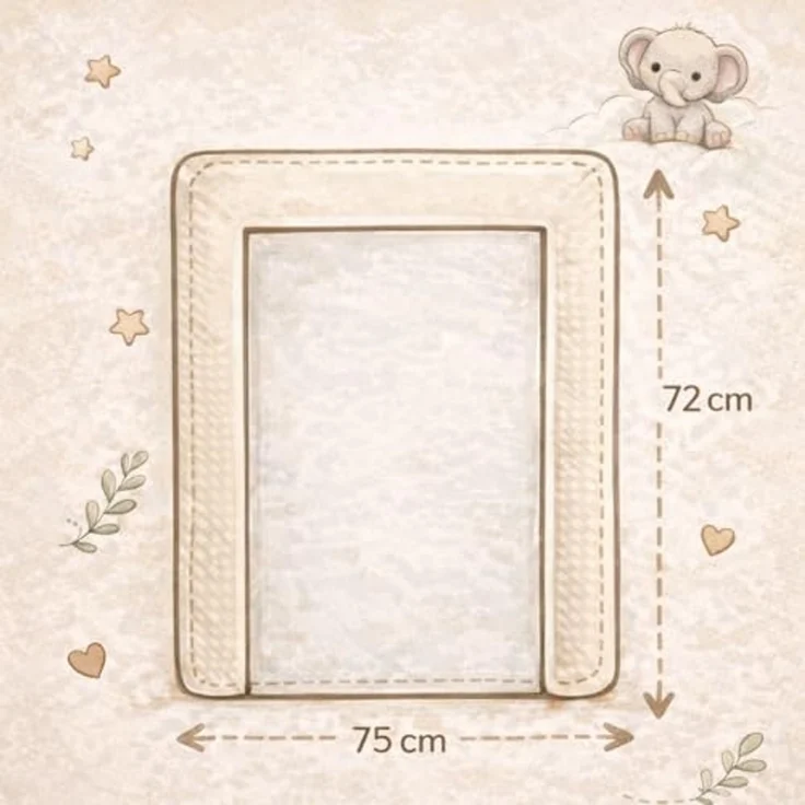 Wickelauflage Set 6-teilig – Wickelunterlage aus Waffelstoff & Frottee mit Druckknöpfen – Baby Wickelauflage – Wickeltischauflage – 75x72 cm (Breite x Tiefe), Hellbeige – Bild 5