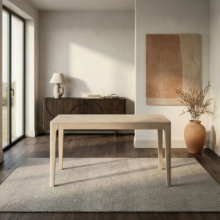 FINEBUY Esstisch FB77678 Esszimmertisch Küchentisch 6 Personen Holztisch Esszimmer (Natürliches Holzdesign mit klarer Form), Kompakte Tischlösung für kleine Essbereiche – Bild 2