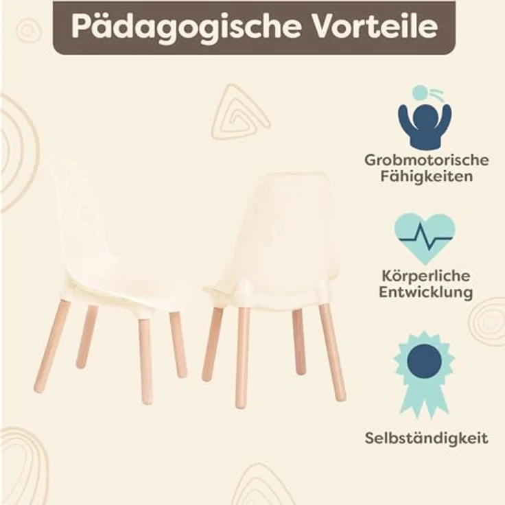 B. toys - Kid Century Modern: Stuhl-Set - Beige - Stühle für Kinder - 2 Stühle - Holzbeine - Möbel für Kinder - 3 Jahre + – Bild 5