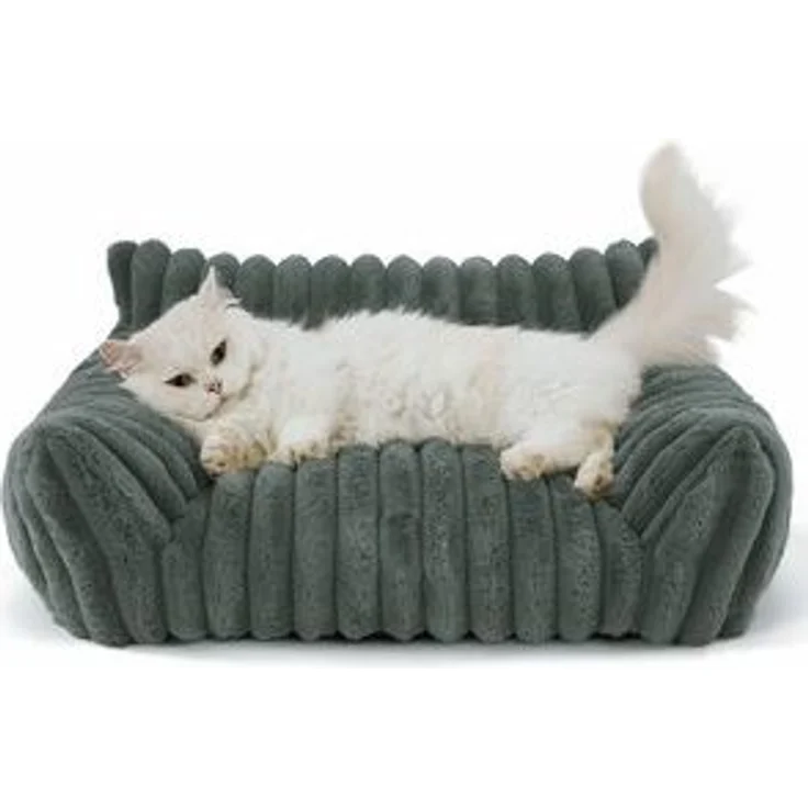 Ledander Tierbett Kuschelndes Haustierkatzen-Sofa, flauschiges Katzen-Sofa, Milchbaumwollstoff, flauschiges Haustier-Sofa-Bett, Waschbares Katzenbett,rutschfestes – Bild 6