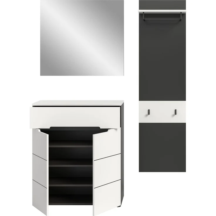 Garderobenkombination (B/H/T: 140x190x37 cm) in weiß Nachbildung – Bild 3