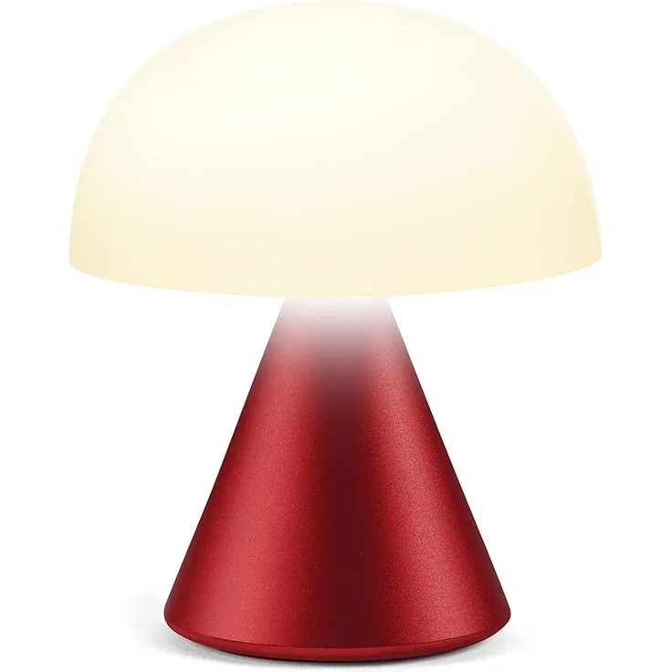Lexon MINA Mini wiederaufladbare kabellose LED-Tischlampe, für Nachttisch oder Schreibtisch, mit Dimmer, bis zu 12 Stunden Akkulaufzeit - Dunkelrot