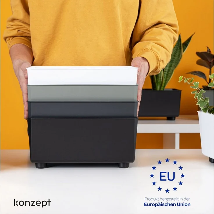 KONZEPT Blumenkasten Blumentöpfe mit Füßen, rechteckig – kleine Blumenkästen 4,2 L (1 St), 284 x 168 x 173 mm, ideal für Fensterbank & Zimmerpflanzen – Bild 1