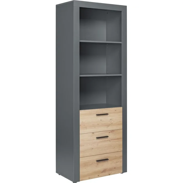 Corbeto Regal 3 Schubladen anthrazit Eiche Artisan Dekor Wandregal Schrank