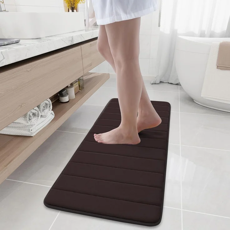 Homaxy Memory Foam Badezimmer Badteppich Saugfähige Rutschfester Badvorleger Waschbar Badematte- 43x120 cm, Braun – Bild 1