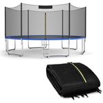 COSTWAY Ø 427cm Trampolin Sicherheitsnetz für Gartentrampoline, Ersatznetz mit Reißverschluss und Schnallen, 8 Stangen, Netzhöhe 180 cm