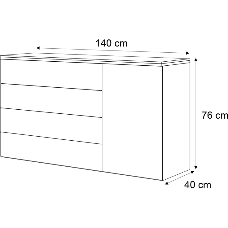 Lookway Kommode AURORA 4S1D Anrichte in KASCHMIR Schubladenschrank – Bild 3